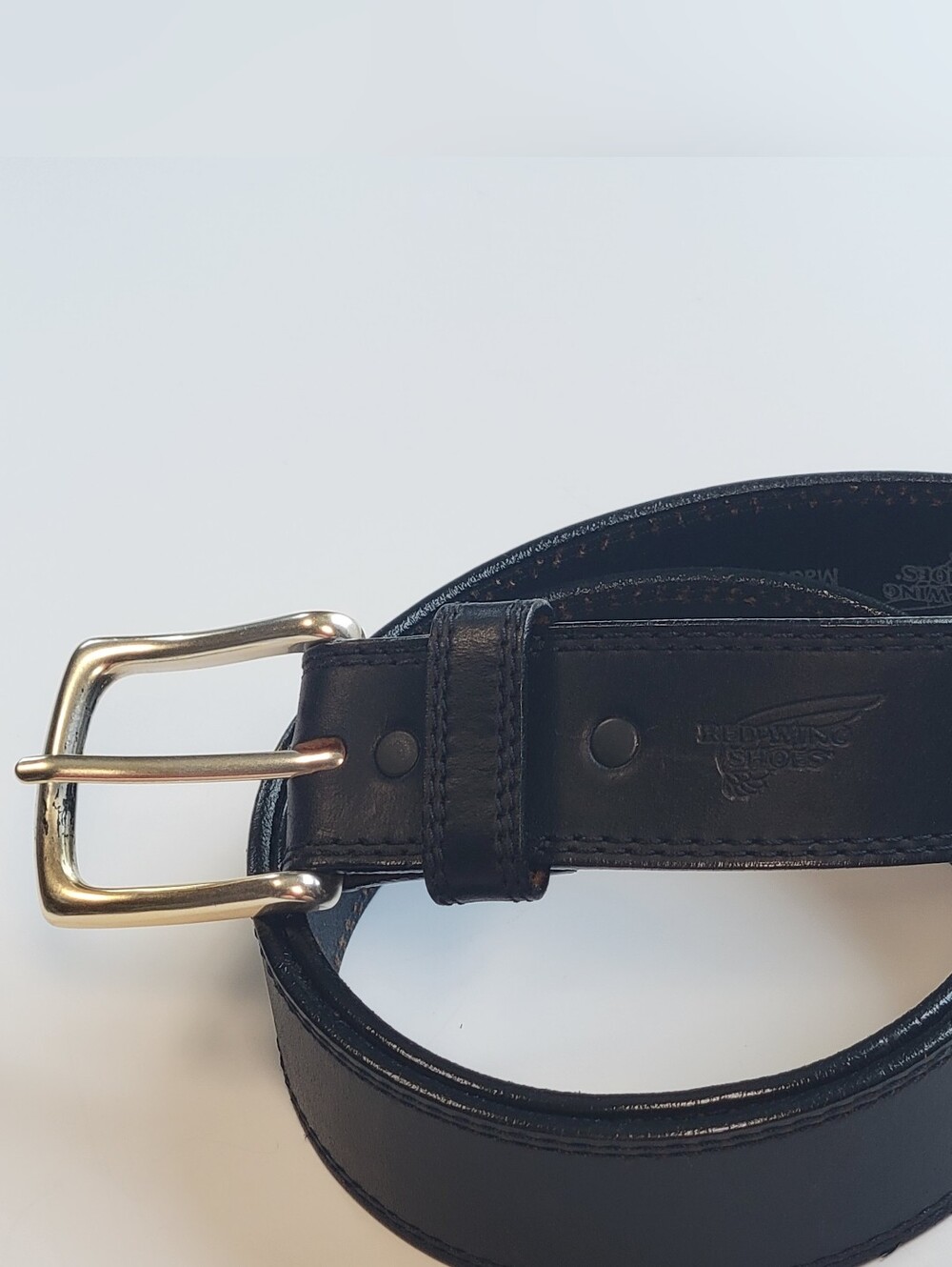Red Wing Shoes Belt #96510 Mens Size 38 Black Leather 1.5” Wide - Brass Buckle